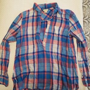 3/4 popover j.crew plaid shirt